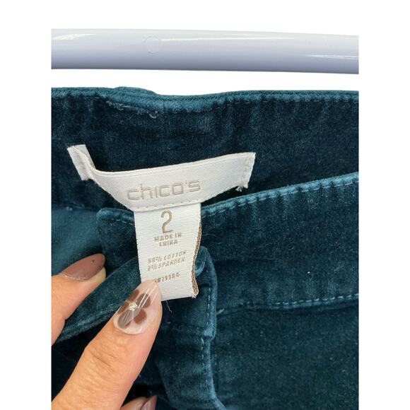 Chicos stretch velvet "Curvy Holiday Size 2- 34 Green - Picture 7 of 15